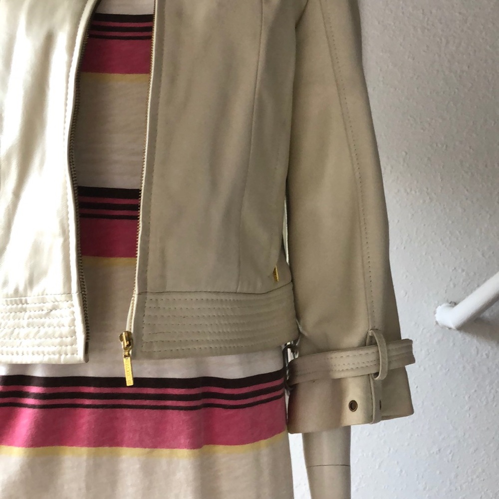 Cream Leather Jacket